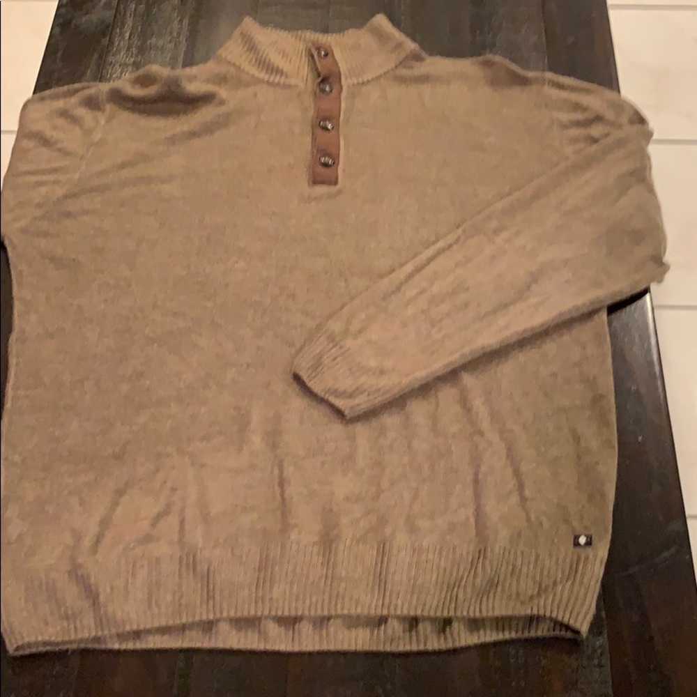 XL Argyle Culture Long Sleeve Button Neck Sweater